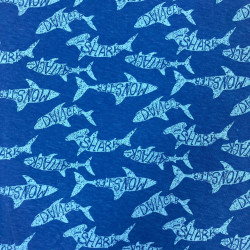 Кулирка х/б 100% Акулы на синем (ДН)
