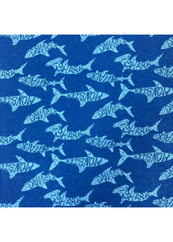 Кулирка х/б 100% Акулы на синем (ДН)