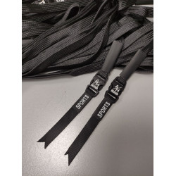 Шнурок пэ плоский Черный наконечник с подвесом черный 10 мм 130 см