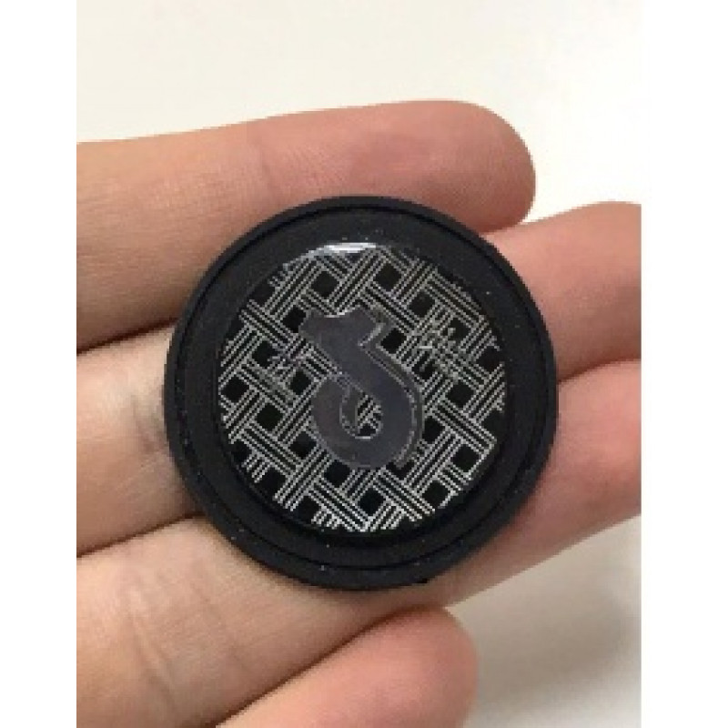 Нашивка  силиконовая черная круг Тик ток 3,5 см